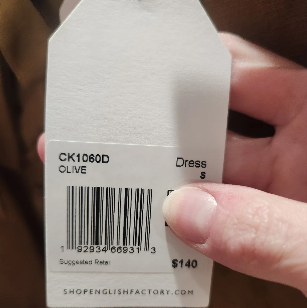 New English Factory Olive LACED UP PUFFED‎ SLEEVE MINI DRESS - Picture 6 of 11